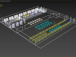 ASSEMBLING WORKSHOP LINE FACTORY INDUSTRIAL FLOOR PLAN PRODUCTION 3D Model