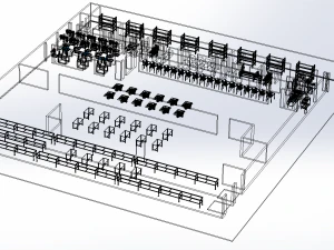 ASSEMBLING WORKSHOP LINE FACTORY INDUSTRIAL FLOOR PLAN PRODUCTION 3D Model