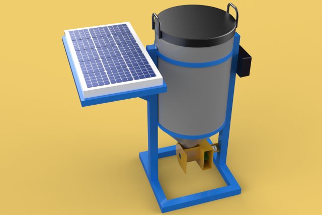 SOLAR CELL POWERED DIRECTIONAL FISH FEEDER CENTRIFUGAL SPREADER 3D Модель .c4d .max .obj .3ds .fbx .stl .blend 
