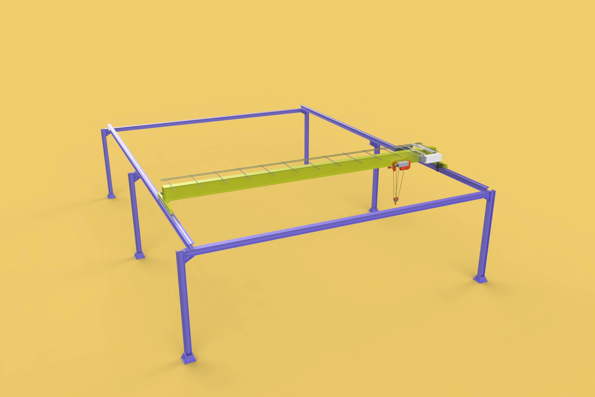 GIRDER OVERHEAD BRIDGE CRANE GANTRY HOIST 3D Model .c4d .max .obj .3ds .fbx .stl .blend 