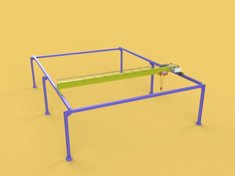 GIRDER OVERHEAD BRIDGE CRANE GANTRY HOIST 3D Model