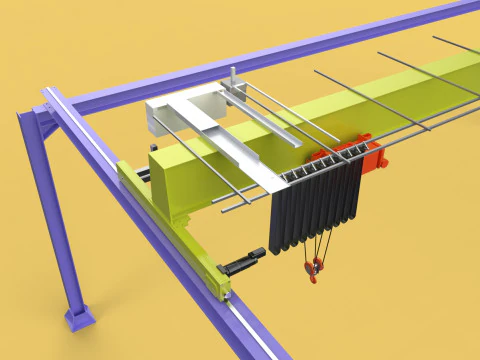 GIRDER OVERHEAD BRIDGE CRANE GANTRY HOIST 3D Model