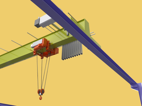 GIRDER OVERHEAD BRIDGE CRANE GANTRY HOIST 3D मॉडल