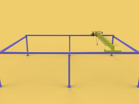 GIRDER OVERHEAD BRIDGE CRANE GANTRY HOIST 3D मॉडल