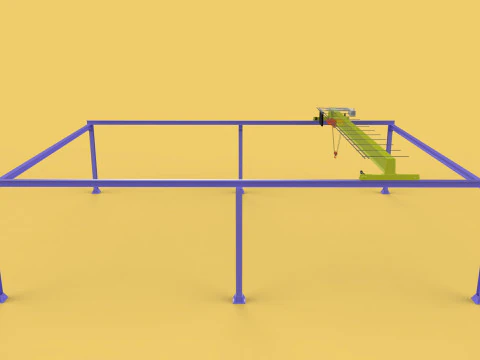 GIRDER OVERHEAD BRIDGE CRANE GANTRY HOIST 3D Model