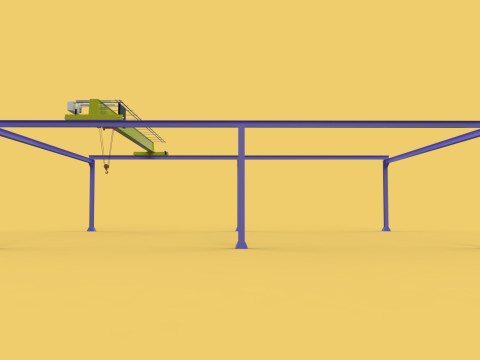 GIRDER OVERHEAD BRIDGE CRANE GANTRY HOIST 3D मॉडल