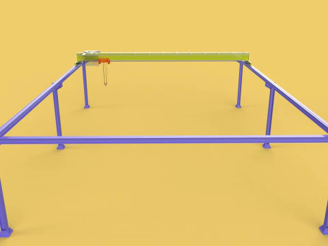 GIRDER OVERHEAD BRIDGE CRANE GANTRY HOIST 3D Model