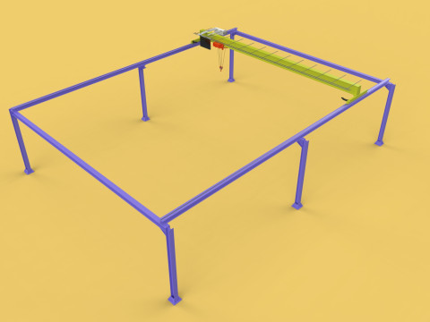 GIRDER OVERHEAD BRIDGE CRANE GANTRY HOIST 3D मॉडल