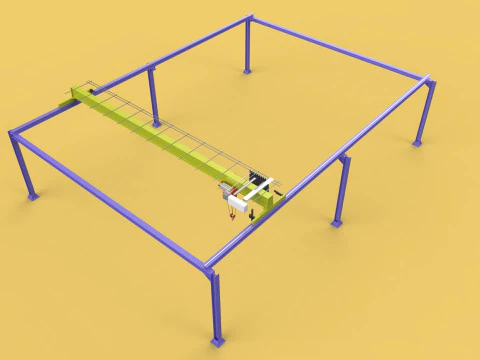 GIRDER OVERHEAD BRIDGE CRANE GANTRY HOIST 3D Model