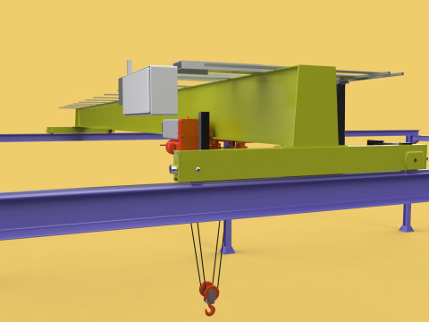 GIRDER OVERHEAD BRIDGE CRANE GANTRY HOIST 3D मॉडल