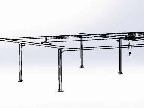 GIRDER OVERHEAD BRIDGE CRANE GANTRY HOIST 3D Model