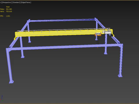 GIRDER OVERHEAD BRIDGE CRANE GANTRY HOIST 3D Model