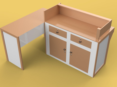 TABLE CASHIER RECEPTIONIST STAND BOOTH SELLING ADMIN DESK Modello 3D