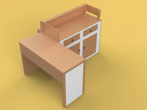 TABLE CASHIER RECEPTIONIST STAND BOOTH SELLING ADMIN DESK 3D Model