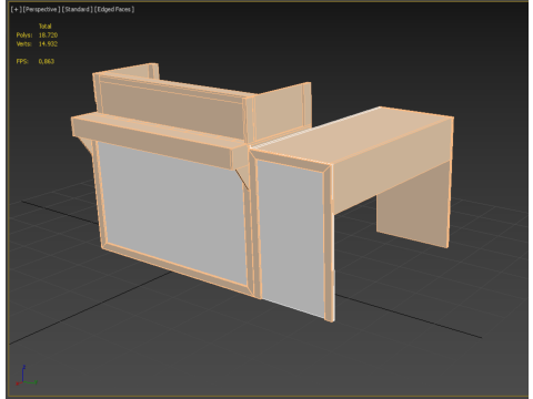 TABLE CASHIER RECEPTIONIST STAND BOOTH SELLING ADMIN DESK Modello 3D