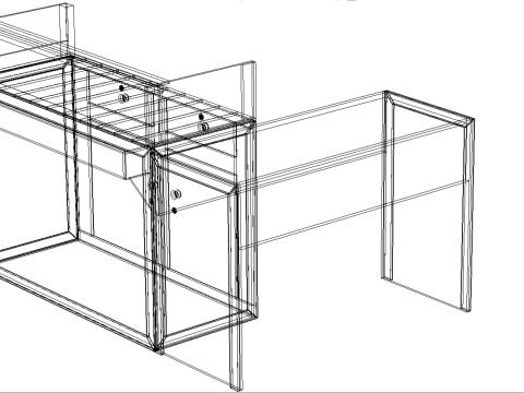 TABLE CASHIER RECEPTIONIST STAND BOOTH SELLING ADMIN DESK Modello 3D