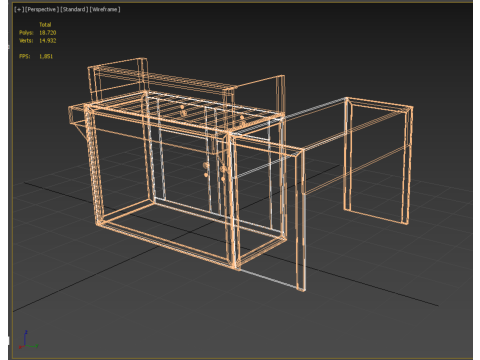 TABLE CASHIER RECEPTIONIST STAND BOOTH SELLING ADMIN DESK Modello 3D