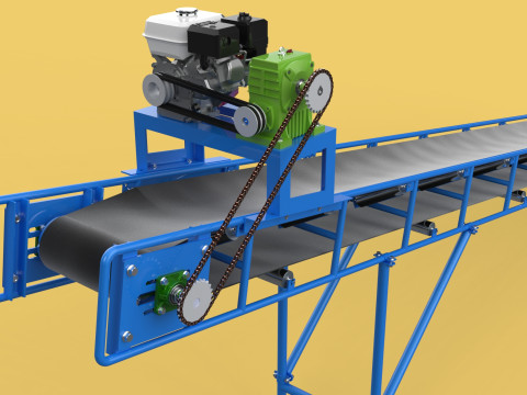 INDUSTRIAL CARRIER BELT CONVEYOR 3D-Modell