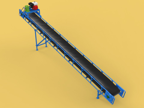 INDUSTRIAL CARRIER BELT CONVEYOR 3D Model