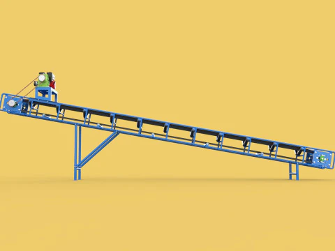 INDUSTRIAL CARRIER BELT CONVEYOR 3D Model