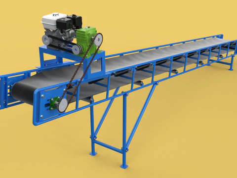 INDUSTRIAL CARRIER BELT CONVEYOR 3D Model