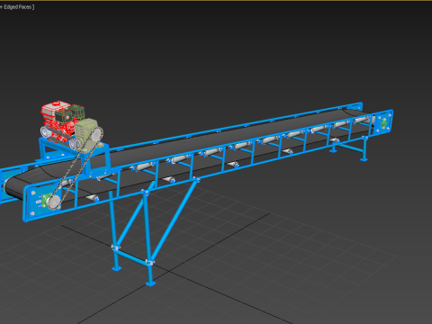 INDUSTRIAL CARRIER BELT CONVEYOR 3D-Modell