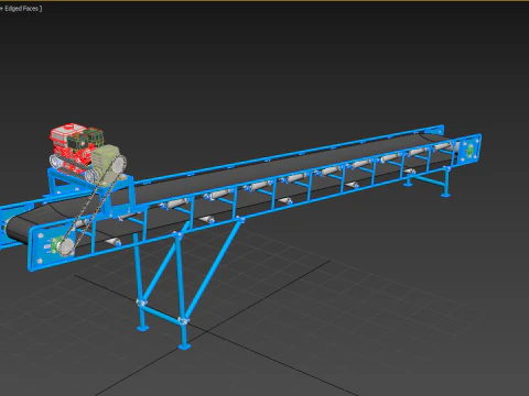 INDUSTRIAL CARRIER BELT CONVEYOR 3D Model