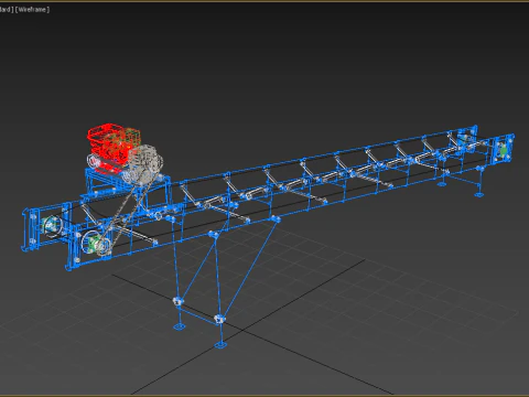 INDUSTRIAL CARRIER BELT CONVEYOR 3D Model