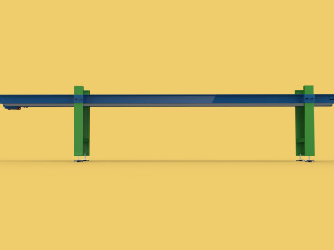 INDUSTRIAL FACTORY HORIZONTAL FLAT BELT CONVEYOR 3D Model