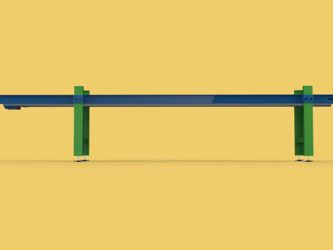 INDUSTRIAL FACTORY HORIZONTAL FLAT BELT CONVEYOR 3D Model