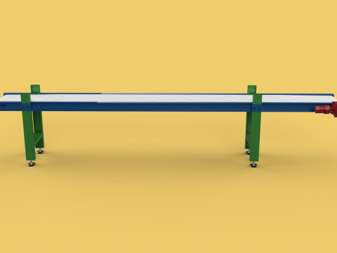 INDUSTRIAL FACTORY HORIZONTAL FLAT BELT CONVEYOR 3D Model
