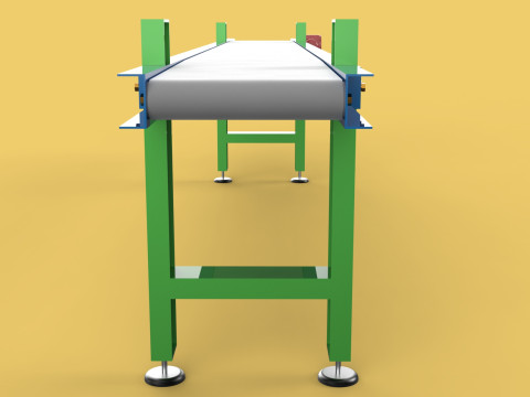 INDUSTRIAL FACTORY HORIZONTAL FLAT BELT CONVEYOR 3D Model