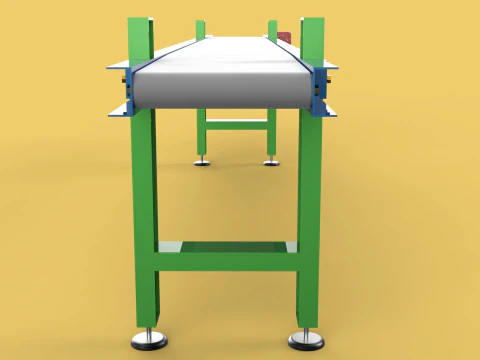 INDUSTRIAL FACTORY HORIZONTAL FLAT BELT CONVEYOR 3D Model