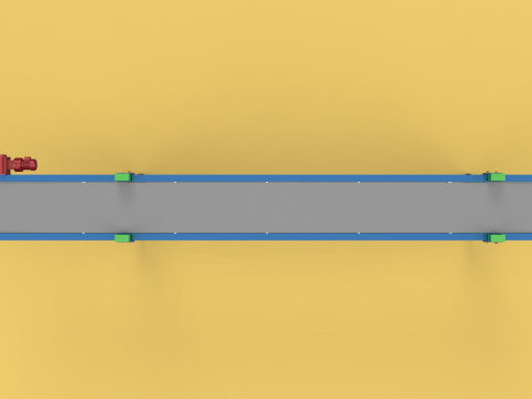 INDUSTRIAL FACTORY HORIZONTAL FLAT BELT CONVEYOR 3D Model