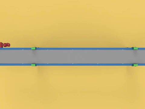 INDUSTRIAL FACTORY HORIZONTAL FLAT BELT CONVEYOR 3D Model