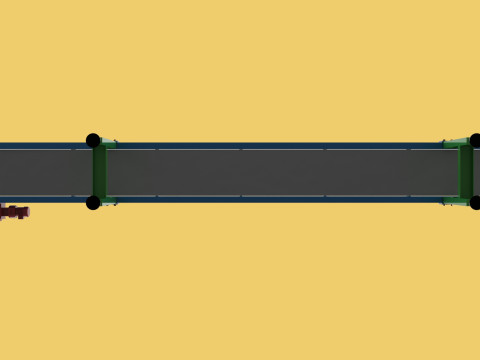 INDUSTRIAL FACTORY HORIZONTAL FLAT BELT CONVEYOR 3D Model