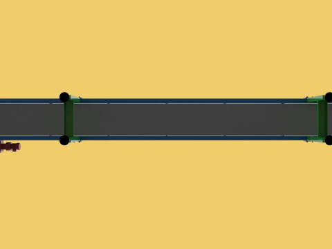 INDUSTRIAL FACTORY HORIZONTAL FLAT BELT CONVEYOR 3D Model