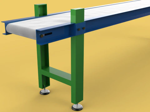 INDUSTRIAL FACTORY HORIZONTAL FLAT BELT CONVEYOR 3D Model