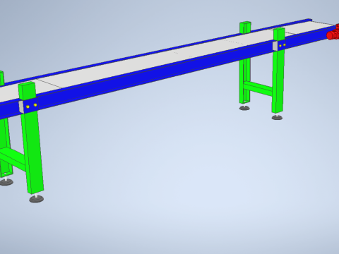INDUSTRIAL FACTORY HORIZONTAL FLAT BELT CONVEYOR 3D Model