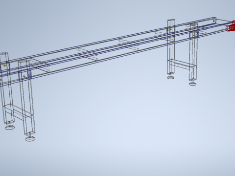 INDUSTRIAL FACTORY HORIZONTAL FLAT BELT CONVEYOR 3D Model