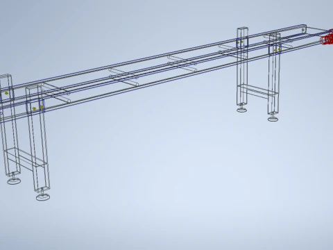 INDUSTRIAL FACTORY HORIZONTAL FLAT BELT CONVEYOR 3D Model