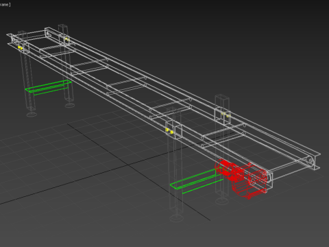 INDUSTRIAL FACTORY HORIZONTAL FLAT BELT CONVEYOR 3D Model