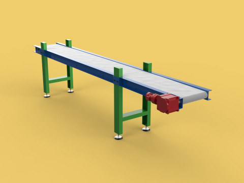 FACTORY INDUSTRIAL HORIZONTAL FLAT BELT CONVEYOR 3Dモデル