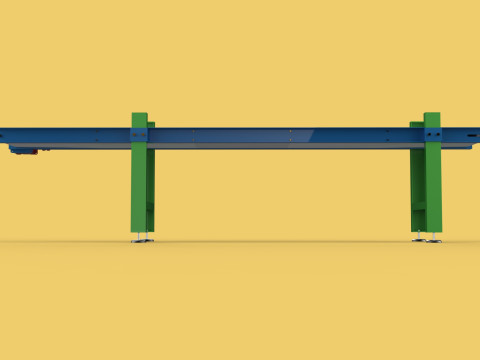 FACTORY INDUSTRIAL HORIZONTAL FLAT BELT CONVEYOR Modello 3D