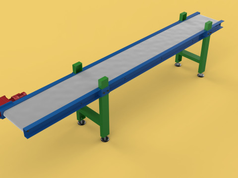 FACTORY INDUSTRIAL HORIZONTAL FLAT BELT CONVEYOR Modello 3D