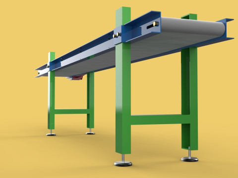 FACTORY INDUSTRIAL HORIZONTAL FLAT BELT CONVEYOR Modello 3D