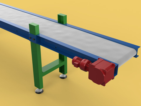 FACTORY INDUSTRIAL HORIZONTAL FLAT BELT CONVEYOR Modello 3D