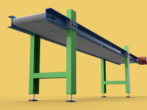 FACTORY INDUSTRIAL HORIZONTAL FLAT BELT CONVEYOR Modello 3D