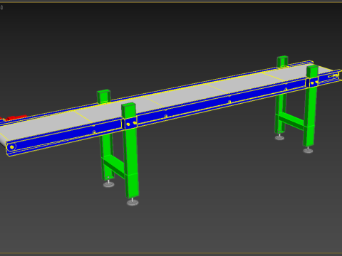 FACTORY INDUSTRIAL HORIZONTAL FLAT BELT CONVEYOR Modello 3D