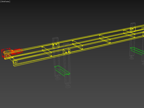 FACTORY INDUSTRIAL HORIZONTAL FLAT BELT CONVEYOR Modello 3D